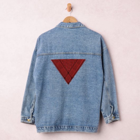 rode driehoek Keffiyeh Palestine verzetssymbool Denim Jacket (Hangar)