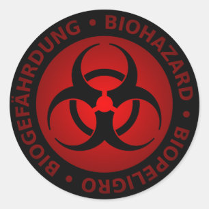 Rode drietalige Biohazard Waarschuwing Ronde Sticker