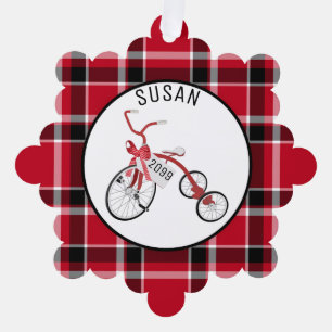 Rode driewieler peuter Kinder - Cadeau Label - Ornament Kaart