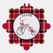 Rode driewieler peuter Kinder - Cadeau Label - Ornament Kaart (Achterkant)