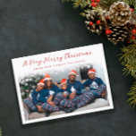 Rode Drifting Sneeuwvlokken Zeer Vrolijke Kerstmis Feestdagenkaart<br><div class="desc">Rode en witte kerstkaart met een foto van uw familie. Snowflake thema Merry Christmas fotokaart met  sneeuwvlokken en rode lettertypen. Wens vrienden en familie een vrolijk kerstfeest met deze sneeuwvlok thema foto kerstkaart met een kerstgroet in een rood script.</div>