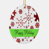 Rode drijfmest van sneeuwvlokken keramisch ornament (Rechts)