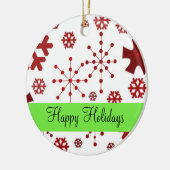 Rode drijfmest van sneeuwvlokken keramisch ornament (Links)