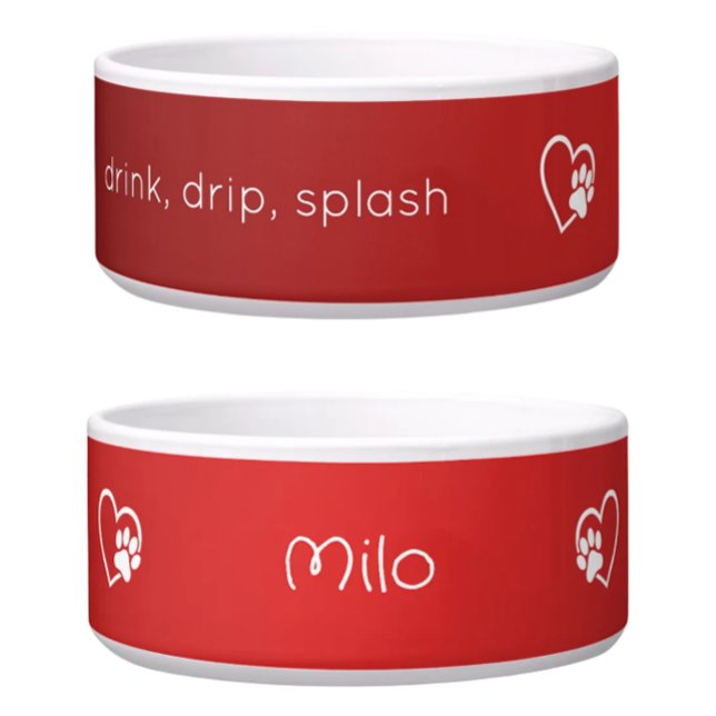 Rode 'drink drip splash' Hondennaam Kom (Creator heeft geüpload)