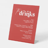 Rode Drink Menu Bruiloft Bar Reclamebord Met Voetstuk (Voorkant)