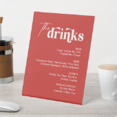 Rode Drink Menu Bruiloft Bar Reclamebord Met Voetstuk (Insitu)