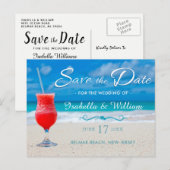 Rode Drink Ocean Beach Bewaar de datum Aankondigingskaart (Voorkant / Achterkant)