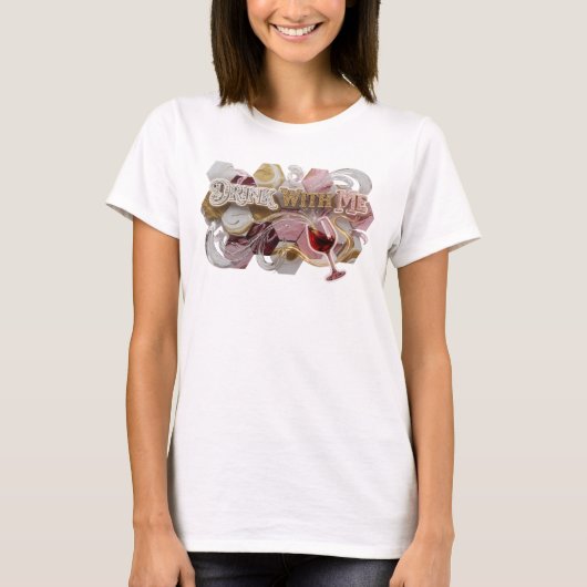 Rode DRINK WITH ME Grafische T-shirt (Voorkant)