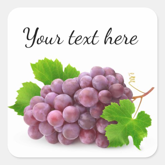 Rode druif vierkante sticker (Voorkant)