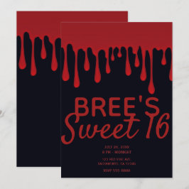 Rode druipende bloed druppels Halloween Sweet 16 F Kaart