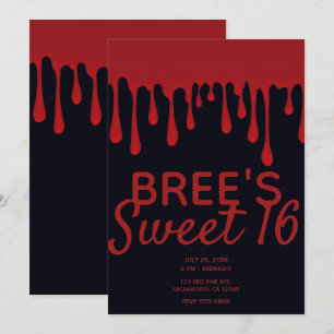 Rode druipende bloed druppels Halloween Sweet 16 F Kaart