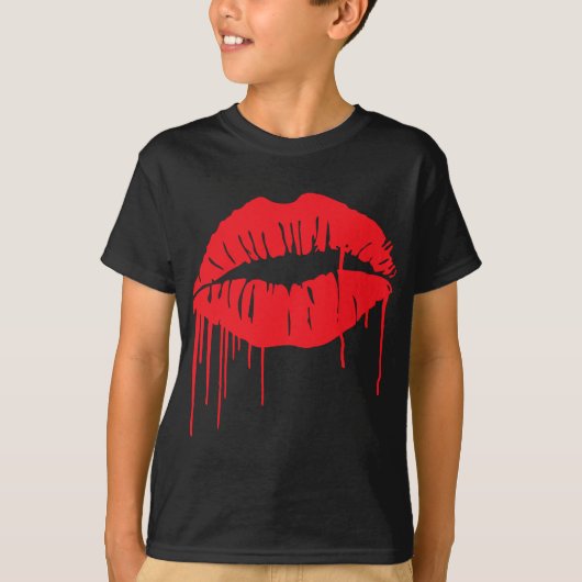 Rode druipende Lippen Mode Icon, Lippen, Rode Lipp T-shirt (Voorkant)