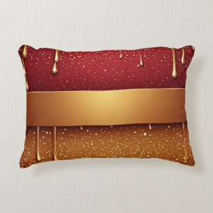Rode druipende verf over gouden glitter achtergron accent kussen