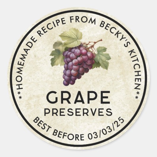  Rode Druiven behoudt conservenlabel Ronde Sticker (Voorkant)