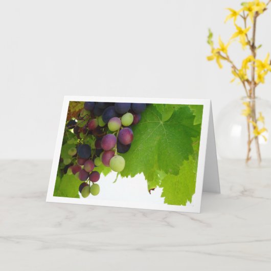 Rode druiven Groene bladeren Kaart (Gele Bloem)