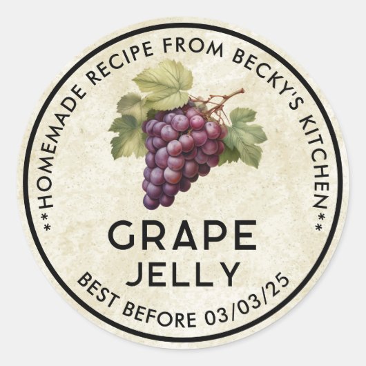 Rode Druiven Jelly  inblikken label (Voorkant)