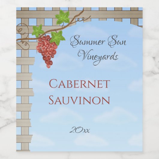 Rode druiven op de wijn wijn etiket (Enkel label)