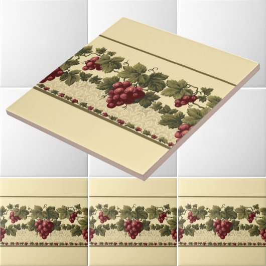  rode druiven op Grapevine Frieze Patroon Tegeltje