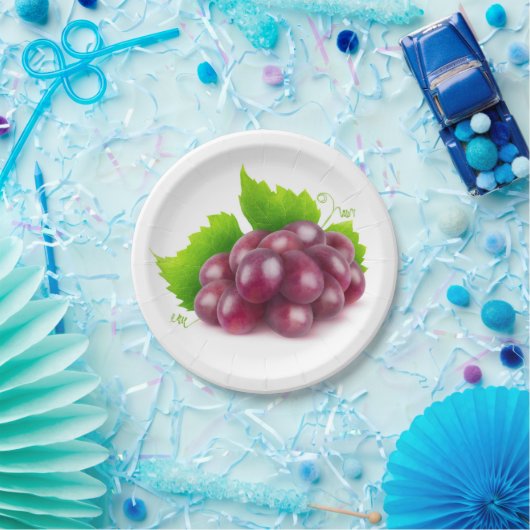 Rode druiven papieren bordje (Feest)