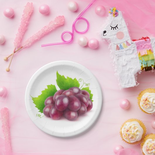 Rode druiven papieren bordje (Feest)