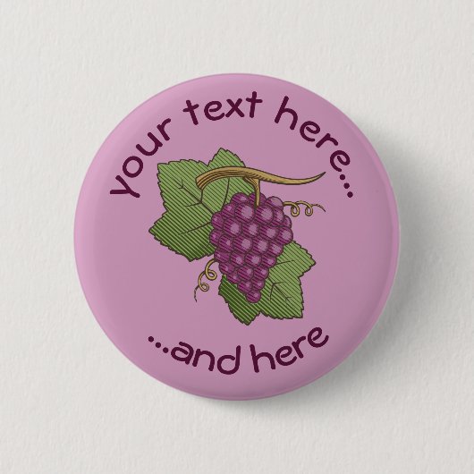 Rode druiven ronde button 5,7 cm (Voorkant)