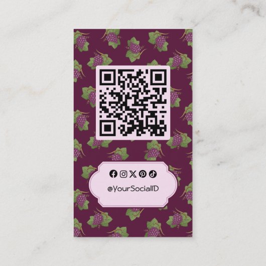 Rode druiven verticaal visitekaartje (Achterkant)