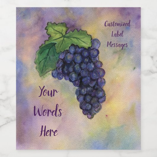Rode druiven Wijn Kunst Gepersonaliseerd flessenet Etiket (Enkel label)