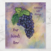 Rode druiven Wijn Kunst Gepersonaliseerd flessenet Wijn Etiket (Enkel label)