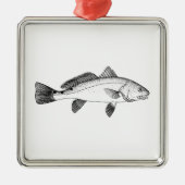 Rode drum -  roodbaars metalen ornament (Voorkant)