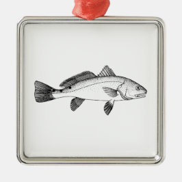 Rode drum -  roodbaars metalen ornament