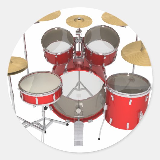 Rode Drumstel: Ronde Sticker (Voorkant)