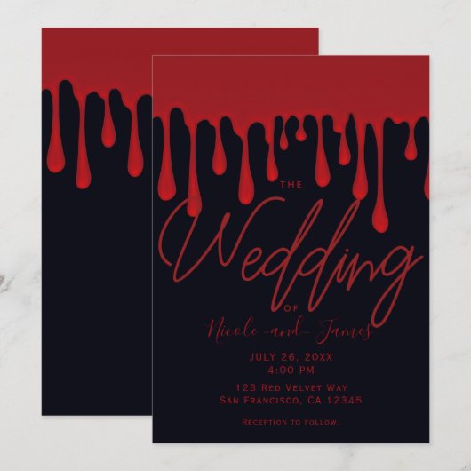 Rode druppelaar in het bloed Halloween Wedding Kaart (Voorkant / Achterkant)