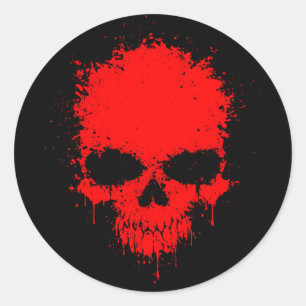 Rode druppelende schedel ronde sticker