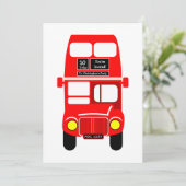 Rode Dubbeldekker Bus Ontwerp Verjaardagsfeest Kaart (Staand voorkant)