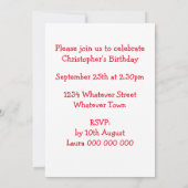 Rode Dubbeldekker Bus Ontwerp Verjaardagsfeest Kaart (Achterkant)