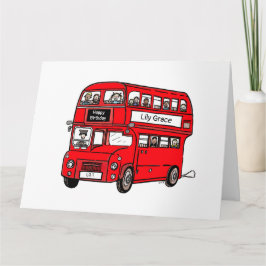 Rode dubbeldekker Londense bus verjaardagskaart Kaart
