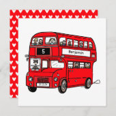 Rode dubbeldekker Londense bus verjaardagsuitnodig Kaart (Voorkant / Achterkant)