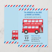 Rode Dubbeldeks Londen Bus Kinder Uitnodigingen vo (Voorkant / Achterkant)