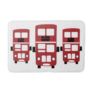 Rode dubbeldeksbus met badmat