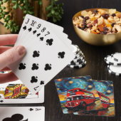 Rode dubbeldeksbus op een Sterrennacht, Pokerkaarten (Insitu)