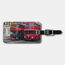 Rode dubbeldeksbussen bagagelabel