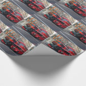 Rode dubbeldeksbussen cadeaupapier (Hoek)