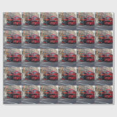 Rode dubbeldeksbussen cadeaupapier (Vlak)