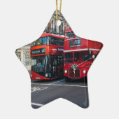 Rode dubbeldeksbussen keramisch ornament (Links)