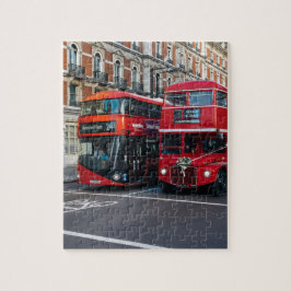 Rode dubbeldeksbussen legpuzzel