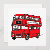 Rode Dubbele Decker Londen Bus Bruiloft Uitnodigin Kaart (Voorkant / Achterkant)