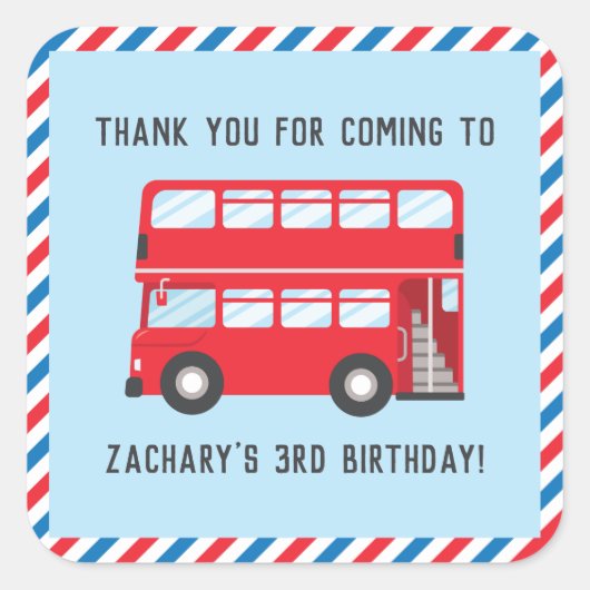 Rode Dubbele Decker Londen Bus Party Stickers (Voorkant)