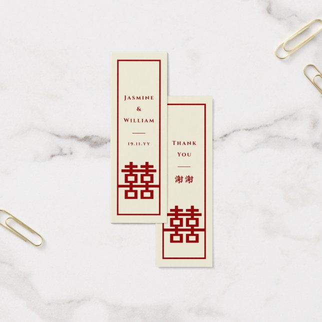 Rode Dubbele Geluk Chinees Bruiloft DIY Gift Label Mini Visitekaartjes (Kantoor)