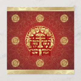 Rode Dubbele Geluk Chinees Huwelijksuitnodiging Kaart