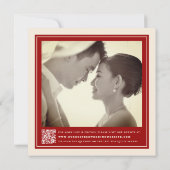 Rode dubbele geluk Chinese bruiloft aankondiging (Achterkant)